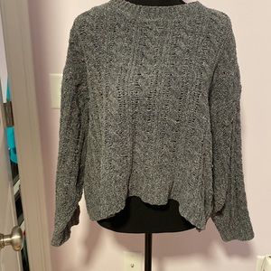 Gray Crop Sweater Super Soft Knitted Style